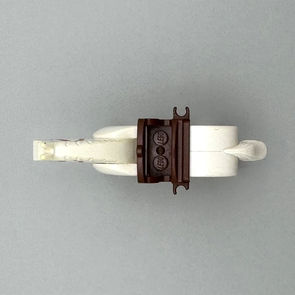 LEGO White Horse Minifigure Animal Dark Orange Bridle Pattern Brown Saddle